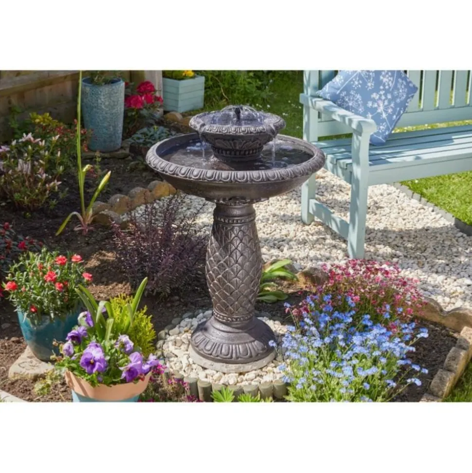 SMART GARDEN - Fontaine solaire bain d'oiseau 2 niveaux versailles