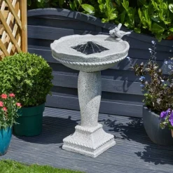 SMART GARDEN - Fontaine solaire bain d'oiseaux aspect pierre