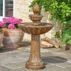 SMART GARDEN - Fontaine solaire bain d'oiseau 3 niveaux queensbury