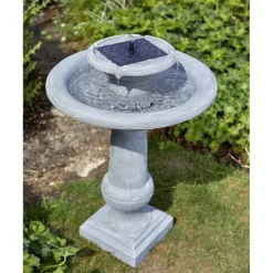 SMART GARDEN - Fontaine solaire bain d'oiseau 2 niveaux chatsworth