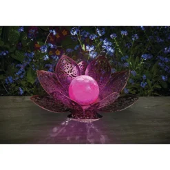 SMART GARDEN - Lanterne solaire, lotus à poser "Damasque", en métal - L.27xH.11cm