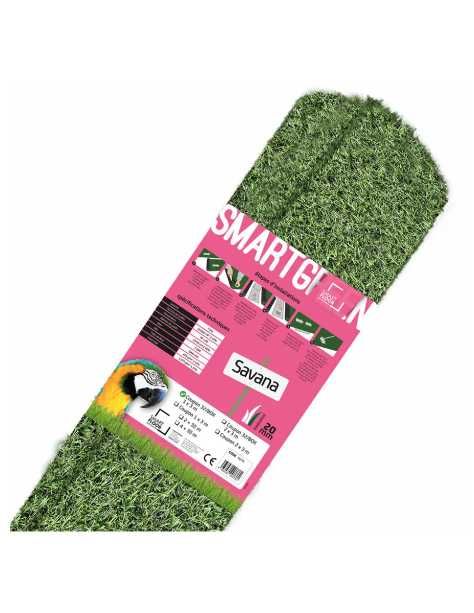 SMARTGREEN - Gazon synthétique 20mm savana box de 32 coupons - smartgreen