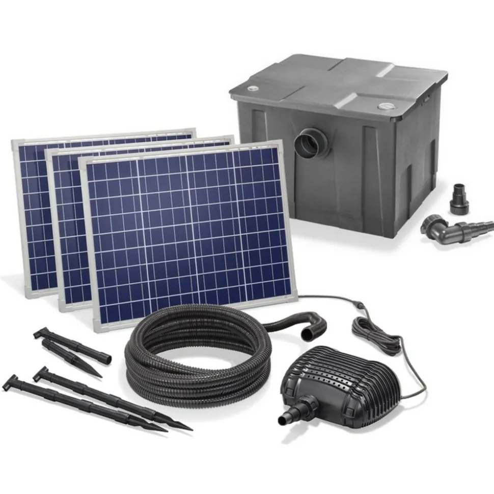 SOLAIREPRATIQUE - Kit pompe solaire bassin avec filtre gros débit premium 5000l-150w