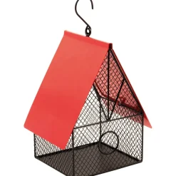 ST HELENS - Mangeoire à oiseaux maison de jardin rouge et noire gh358
