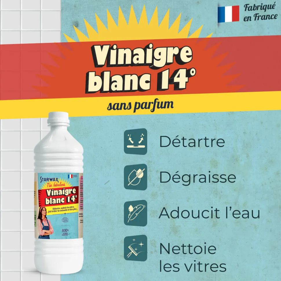 STARWAX THE FABULOUS - Vinaigre 14 ° sans parfum 1 litre
