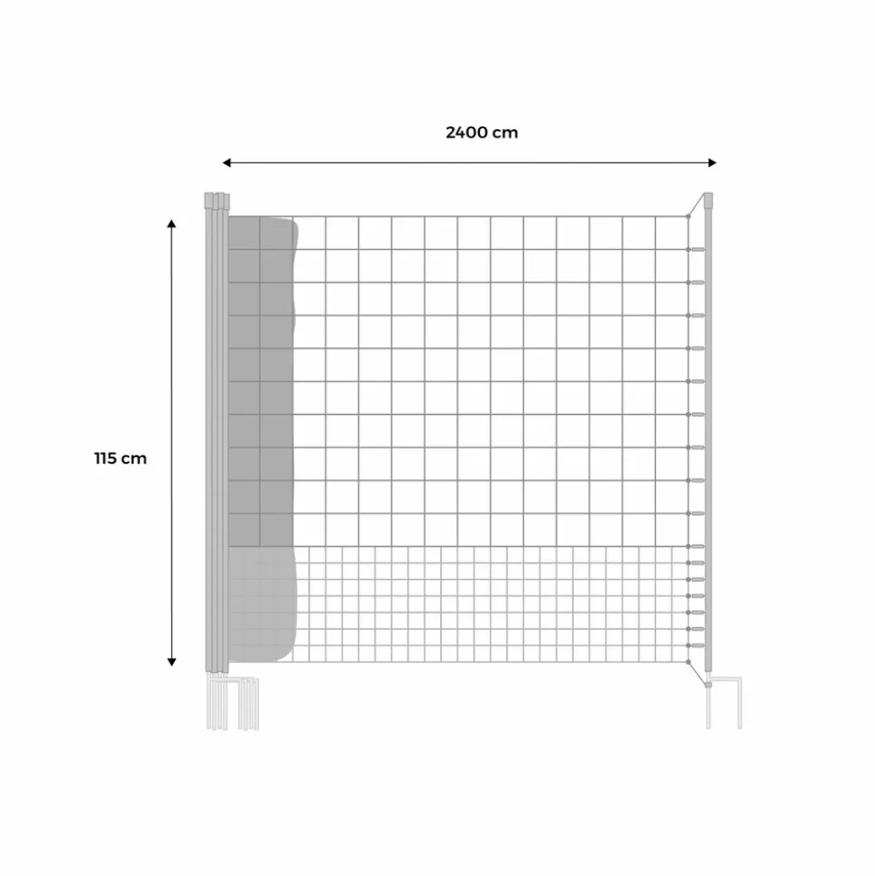SWEEEK - Kit filet clôtures pour poules 24m avec 8 piquets double pointes. Modulable. Porte d'accès. Sardines incluses