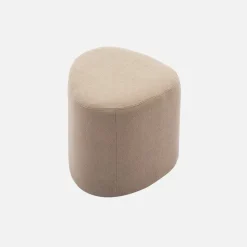 SWEEEK - Tabouret. Pouf en forme de galet en tissu greige. Tao l 60 x p 44 x h 40cm