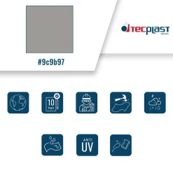 TECPLAST - Toile pergola sans oeillets 3x3 m xp640pr grise - garantie 10 ans tecplast