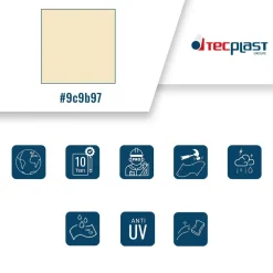 TECPLAST - Toile pergola sans oeillets 3x12 m xp640pr ivoire - garantie 10 ans tecplast