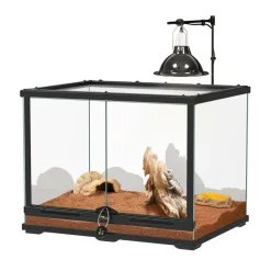 TERRATLANTIS - Kit terrarium pour Pogona juvenile, coloris noir L.60 x l.45x H.45 cm