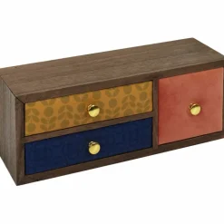 THE HOME DECO FACTORY - Petit rangement 3 tiroirs en velours coloré