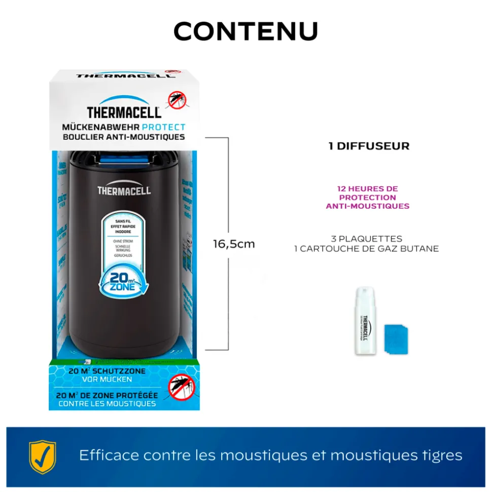 THERMACELL - Bouclier anti moustiques diffuseur noir 12 heures /nc - thermacell