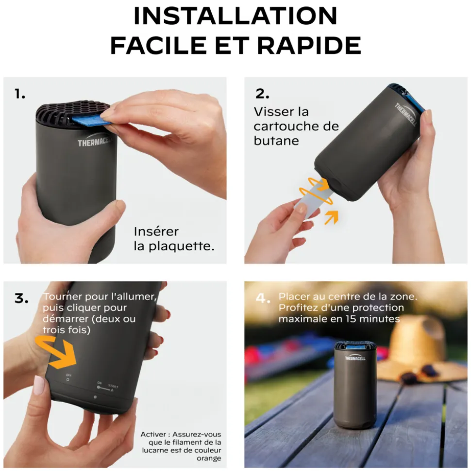 THERMACELL - Bouclier anti moustiques diffuseur noir 12 heures /nc - thermacell