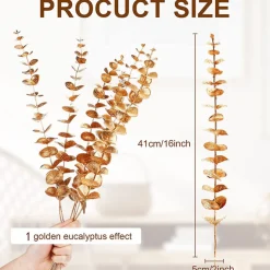 Tige de feuille d'eucalyptus artificielle dorée - or