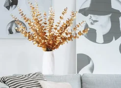 Tige de feuille d'eucalyptus artificielle dorée - or