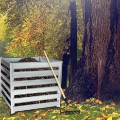 TIMBELA - Composteur de jardin M800 - 91 x 91 x h85 cm / 704l - composteur de jardin en métal - bac à compost