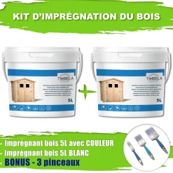 TIMBELA - 5l de produit de protection blanc + 5l de produit de protection chêne clair timbela dkmt01-darkoak/white