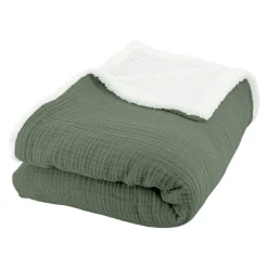 TISSERAY - Tisseray - plaid sherpa et gaze de coton