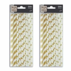 TOGA - 48 pailles en papier doré et blanc