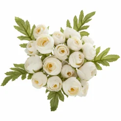 TOILINUX - Lot 2x bouquet artificiel de 18 camélia - h. 30 cm - blanc