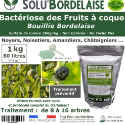 TOUT POUR LES NUISIBLES - Solu'bordelaise - 1 kg de bouillie bordelaise - bactériose des fruits à coque - utilisable agriculture biologique