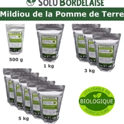 TOUT POUR LES NUISIBLES - Solu'bordelaise - 3 kg de bouillie bordelaise - mildiou de la pomme de terre - utilisable agriculture biologique - 3 sachets de 1kg