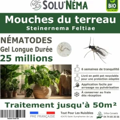 TOUT POUR LES NUISIBLES - Solunéma - nématodes - mouches du terreau 25 millions nématode sf