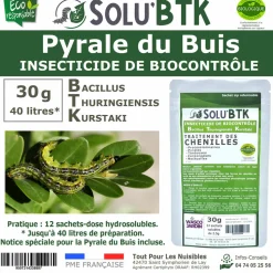 TOUT POUR LES NUISIBLES - Solubtk -pyrale du buis 30gr bacillus thuringiensis -insecticide