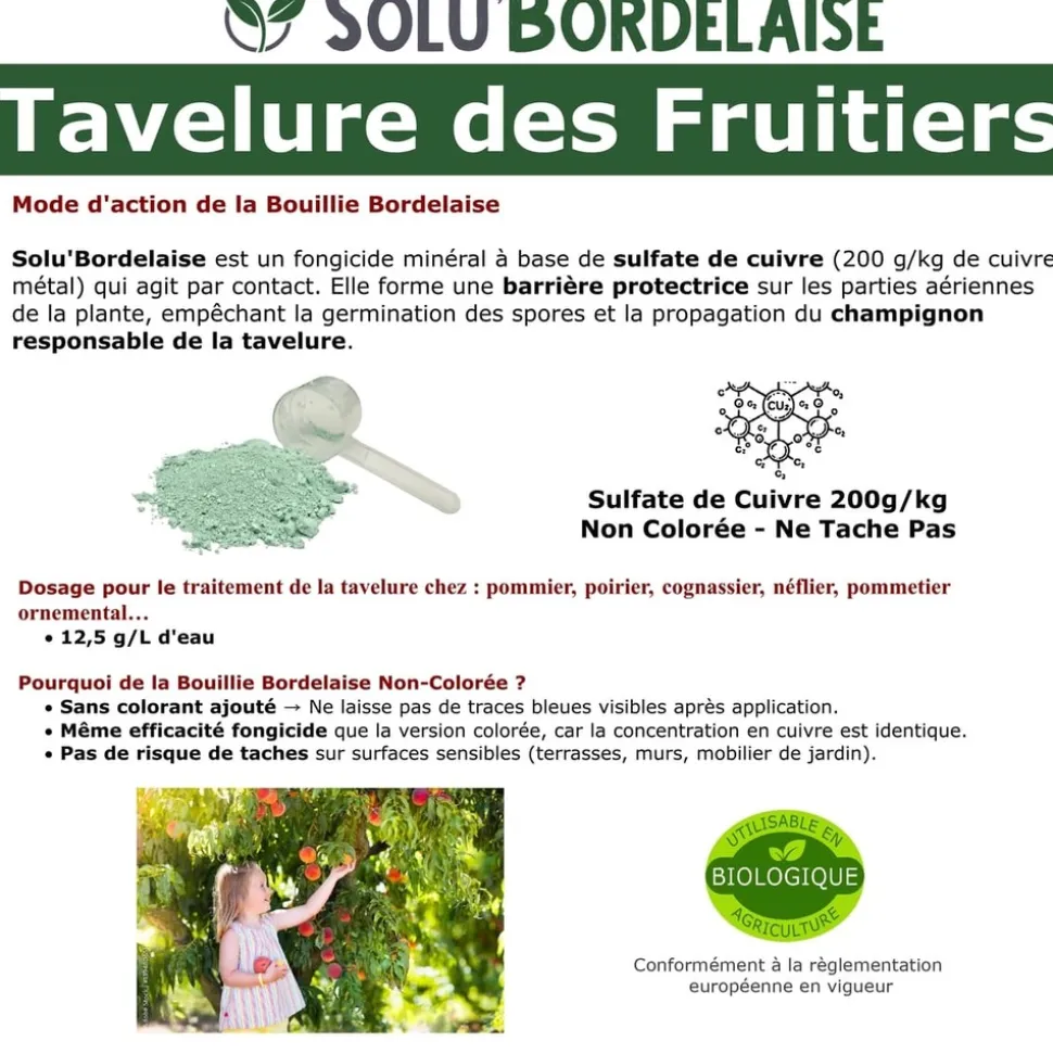 TOUT POUR LES NUISIBLES - Solu'bordelaise - tavelure des fruitiers-3 kg de bouillie bordelaise non colorée