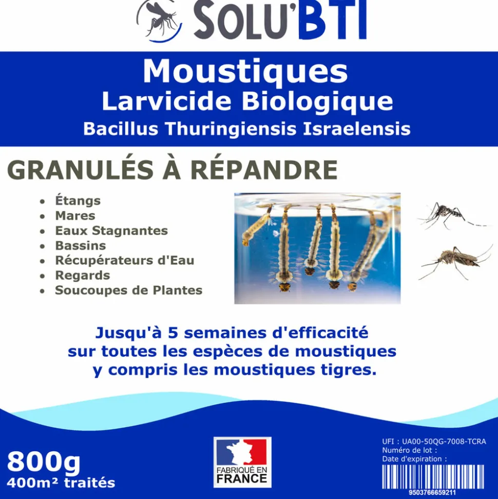 TOUT POUR LES NUISIBLES - Solu'bti - moustiques - 800 gr de larvicide biologique