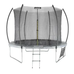 Trampoline ø 305cm - mars inner xxl- trampoline de jardin gris avec filet de protection intérieur. Échelle. Bâche. Filet pour