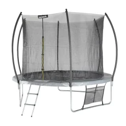 Trampoline ø 305cm - mars inner xxl- trampoline de jardin gris avec filet de protection intérieur. Échelle. Bâche. Filet pour