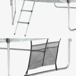 Trampoline ø 305cm - mars inner xxl- trampoline de jardin gris avec filet de protection intérieur. Échelle. Bâche. Filet pour