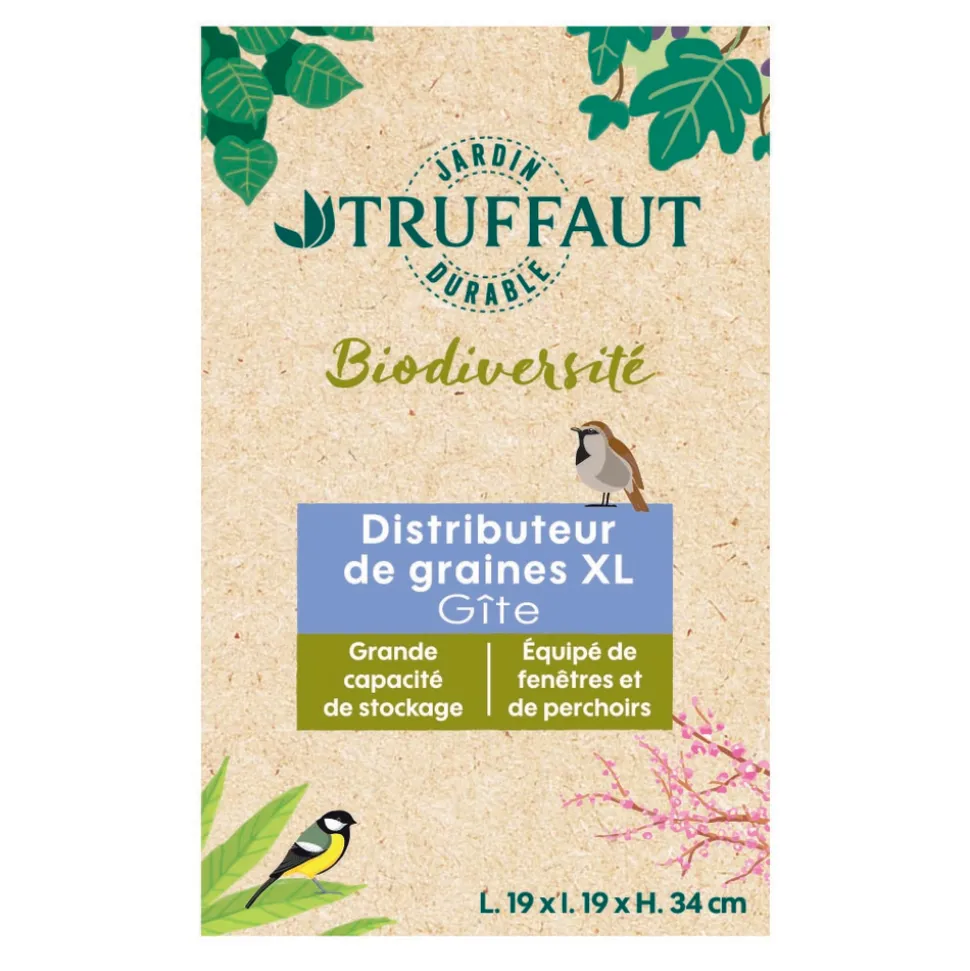 TRUFFAUT BIODIVERSITÉ - Distributeur de graines Gîte XL pour oiseaux du jardin