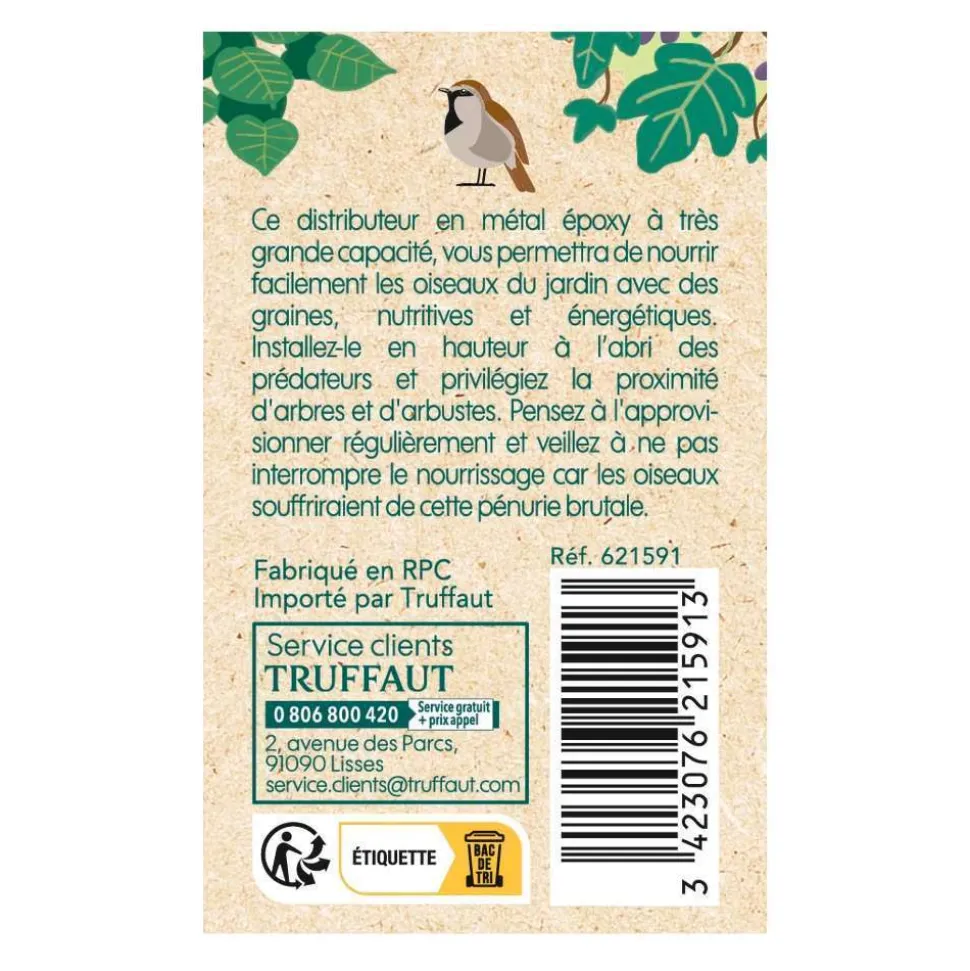 TRUFFAUT BIODIVERSITÉ - Distributeur de graines Gîte XL pour oiseaux du jardin