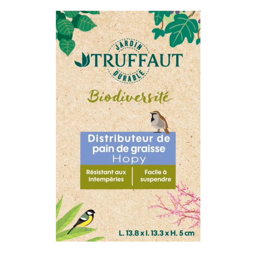 TRUFFAUT BIODIVERSITÉ - Distributeur de pain de graisse Hopy pour oiseaux du jardin