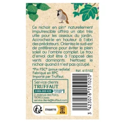 TRUFFAUT BIODIVERSITÉ - Nichoir Craft pour oiseaux du jardin - L.14 x l.13,5 x H.17,5 cm
