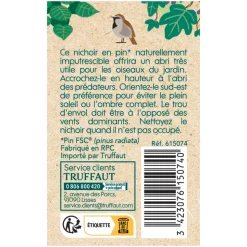 TRUFFAUT BIODIVERSITÉ - Nichoir Arty pour oiseaux du jardin - L.15 x l.13 x H.20 cm