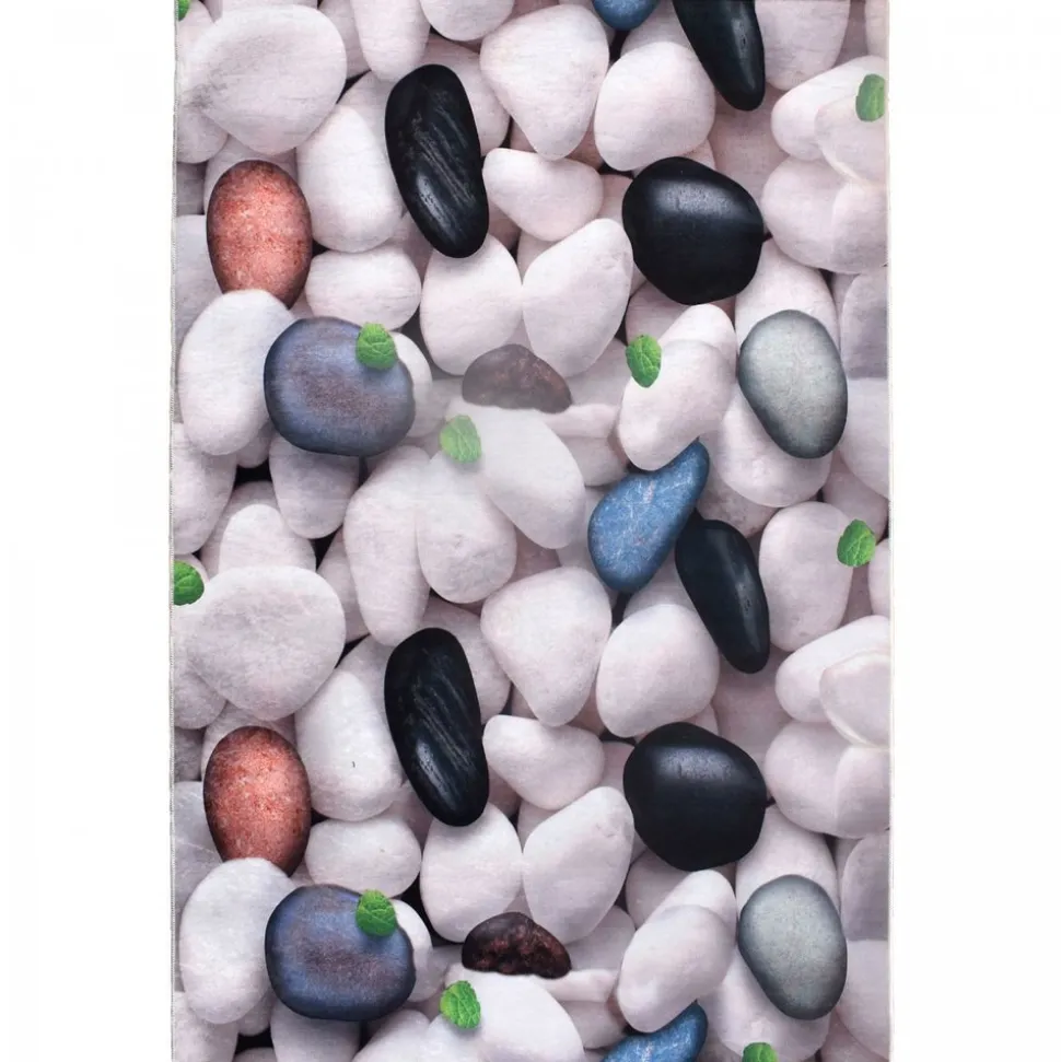 UNAMOURDETAPIS - Tapis de cuisine 80x120 lyn11 galet blanc, facile d'entretien