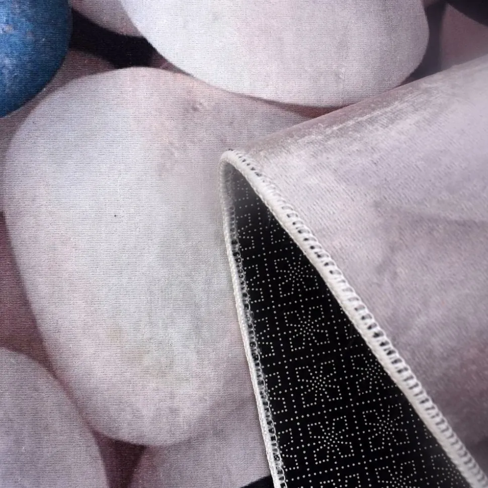 UNAMOURDETAPIS - Tapis de cuisine 80x120 lyn11 galet blanc, facile d'entretien