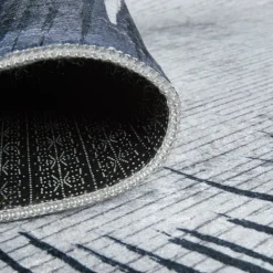 UNAMOURDETAPIS - Tapis de cuisine 80x120 lyn11 flona noir, facile d'entretien