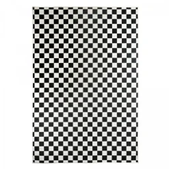 UNAMOURDETAPIS - Tapis extérieur, kilim reversible 120x170 motif damier a reversible noir et blanc