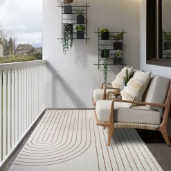 UNAMOURDETAPIS - Tapis extérieur, kilim reversible 120x170 an reversible terracota et crème