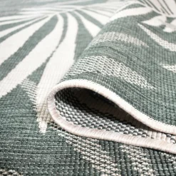 UNAMOURDETAPIS - Tapis extérieur, kilim reversible 160x230 ag reversible vert et crème