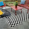 UNAMOURDETAPIS - Tapis extérieur, kilim reversible 160x230 motif damier a reversible noir et blanc