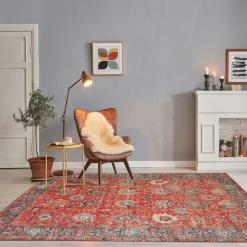 UNAMOURDETAPIS - Tapis orient 160x230 nomeda rouge , tapis en coton