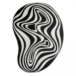 UNAMOURDETAPIS - Tapis rond d'extérieur, kilim reversible 160x230 al reversible noir et blanc