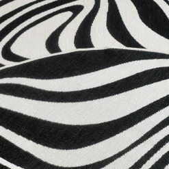 UNAMOURDETAPIS - Tapis rond d'extérieur, kilim reversible 160x230 al reversible noir et blanc