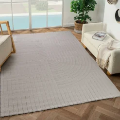UNAMOURDETAPIS - Tapis salon 160x220 lyn9 e crème, tapis ton sur ton moderne