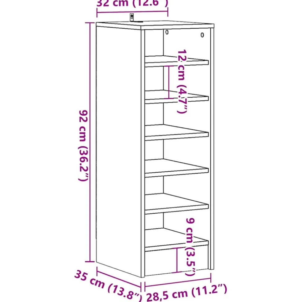 VIDAXL - Armoire à chaussures vieux bois 32x35x92 cm bois d'ingénierie